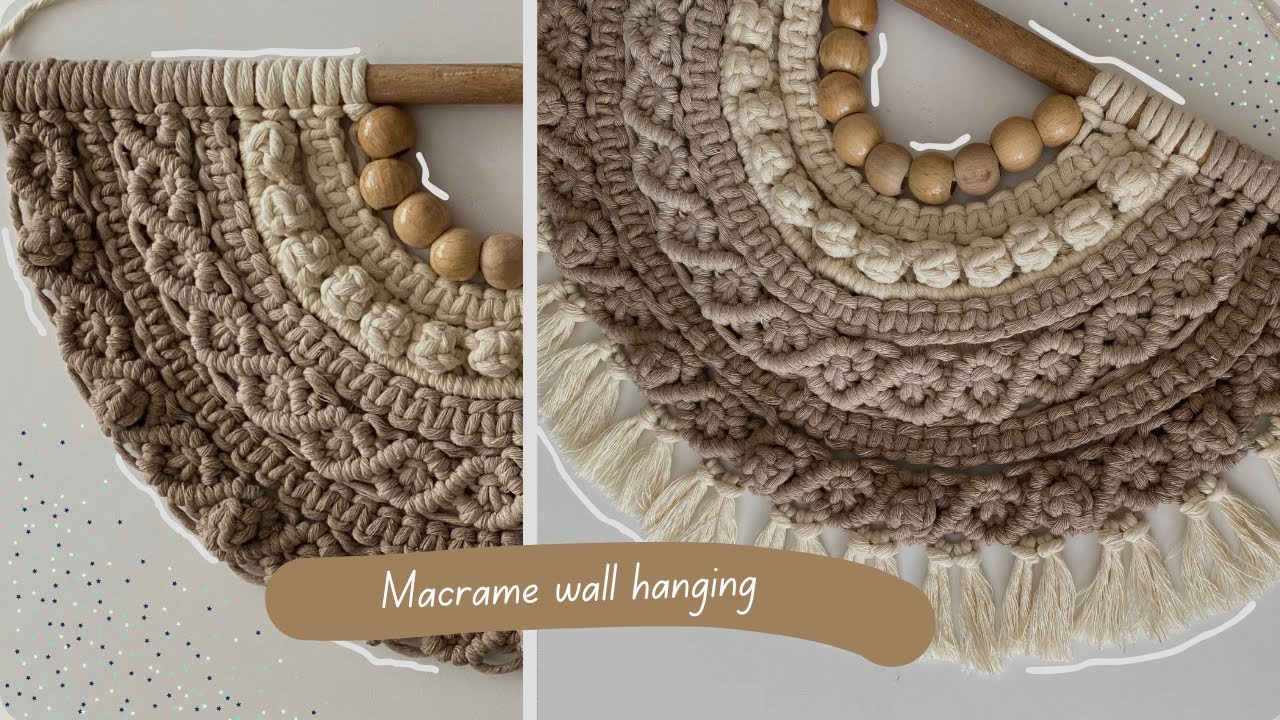 كيفية عمل جدارية - معلقة -  مكرمية بدون اهدار خيوط زيادة macrame wall hanging tutorial