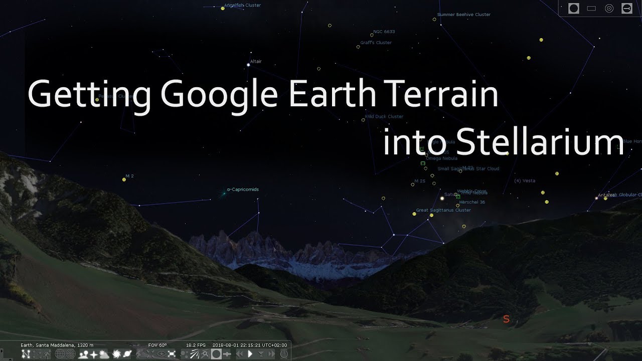 Using Google Earth terrain in Stellarium