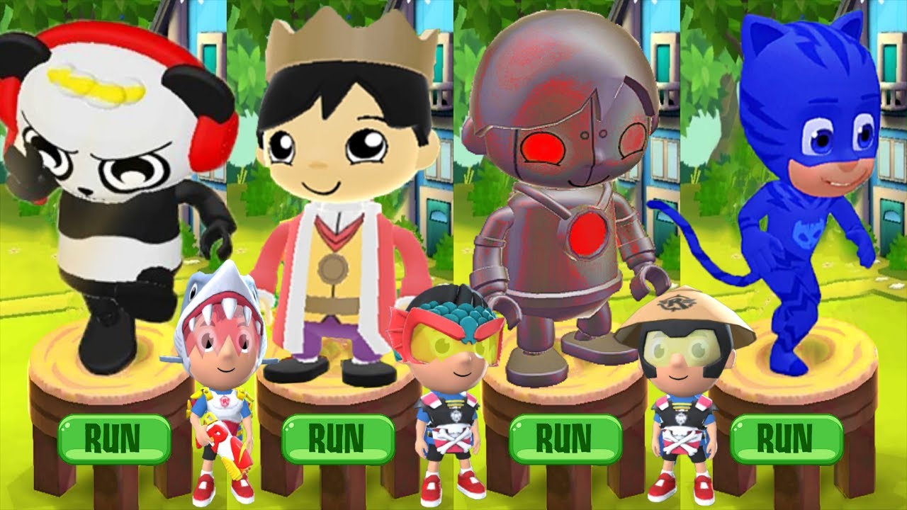 Tag with Ryan - Robo-Ryan vs Combo Panda vs Royal Ryan vs PJ Masks Catboy All Vehicles All Costumes