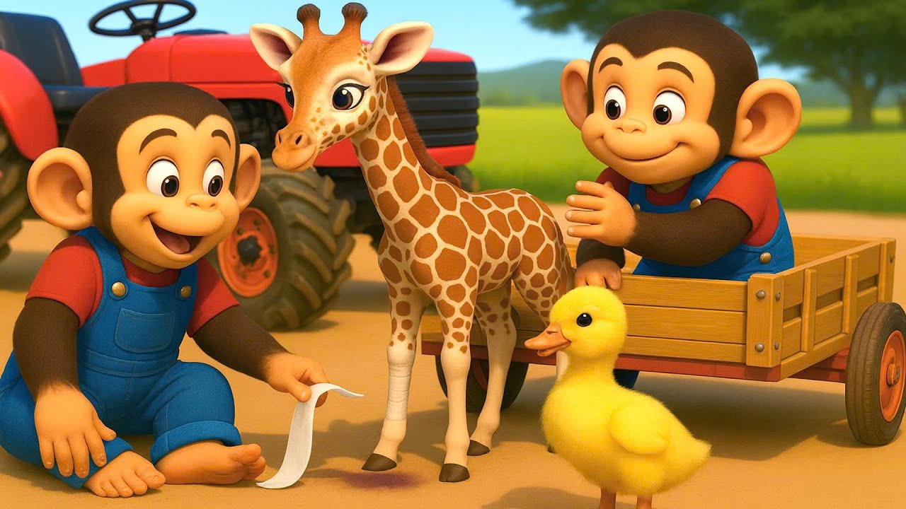 Farm Work: Injured Giraffe Transported To Farm For Treatment By Monkey Farmer | Cobby Farm