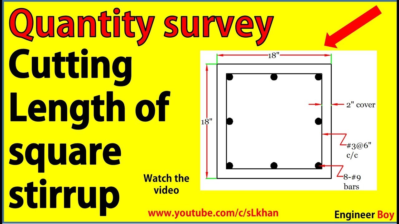 how to calculate cutting length of square stirrup?