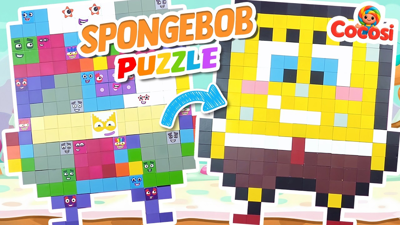 Build A Pixel SpongeBob with Colorful Magnetic Blocks | Numberblocks Puzzle | Cocosi Kids