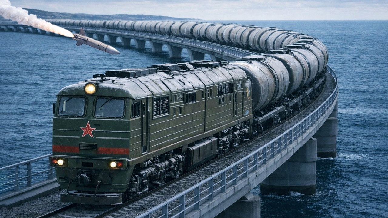 Ukraine OBLITERATE a Huge Russian Bridge with Oil Train — Then It Blown Up by Missile Strike