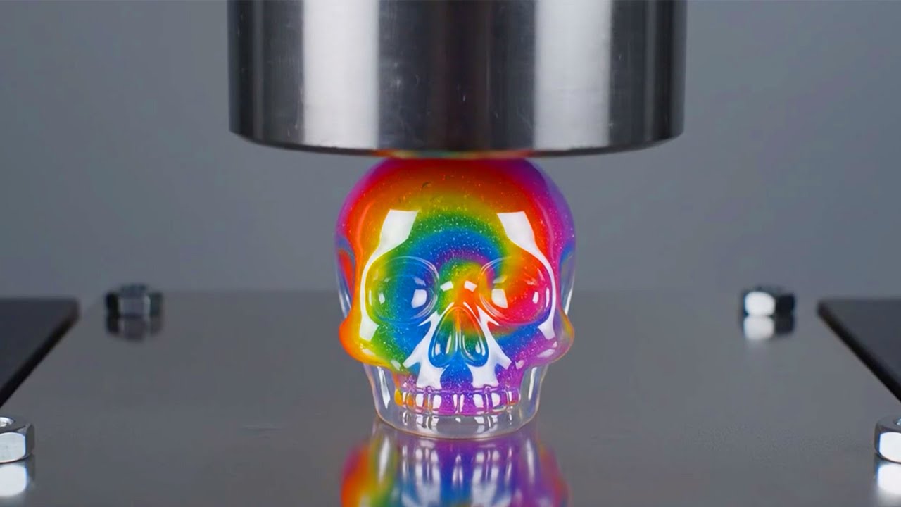 Hydraulic Press vs Rainbow Slime 😱 ASMR Satisfying Crush (4K Slow Motion)
