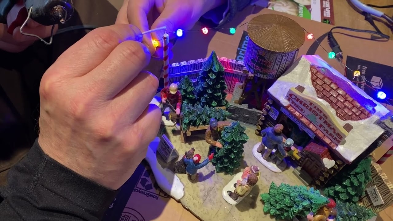 Add LED lights to your Christmas village buildings