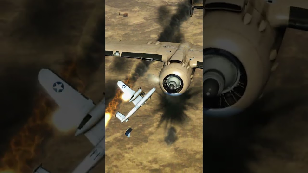 B-25 bombers collide during an intense raid #shorts #airplane #crash