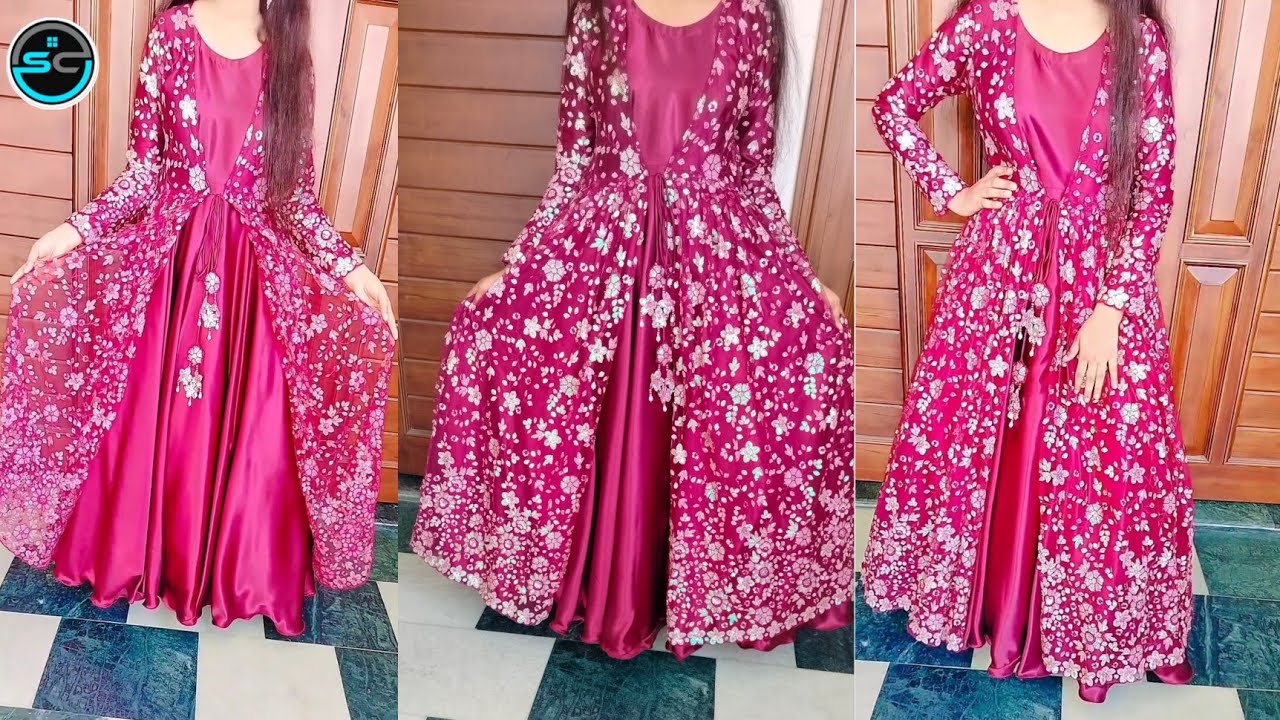 party wear gown cutting and stitching/Designer shrug dress /shrug style jacket cutting & stitching