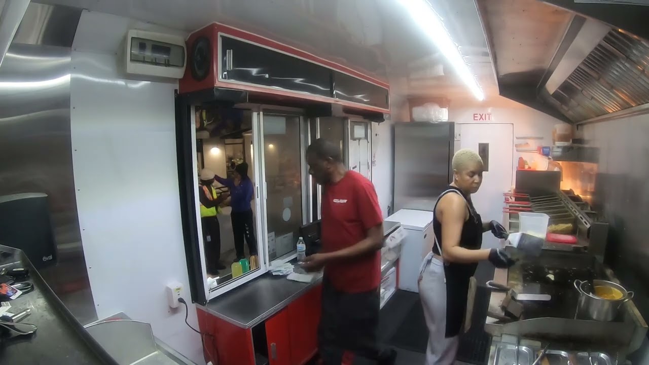 POV husband and wife food truck lunch rush 