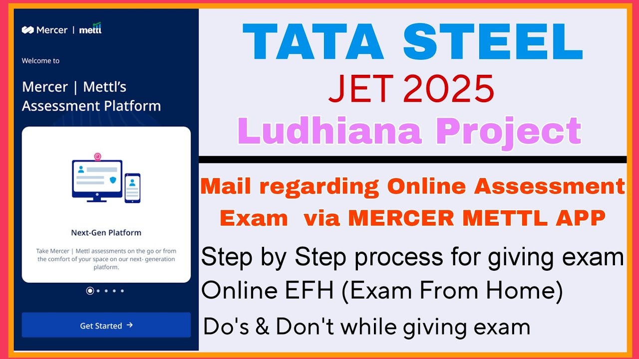 Online Exam Step-by-Step Process via Mercer Mettl for Tata steel JET 2025 Ludhiana Project vacancy