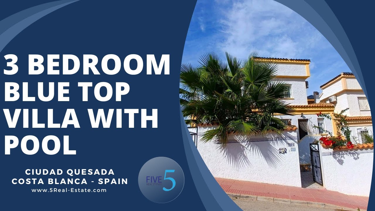 €175.000 - FANTASTIC 3 BEDROOM, 2 BATHROOM BLUE TOP VILLA WITH SEPARATE UNDERBUILD IN CIUDAD QUESADA