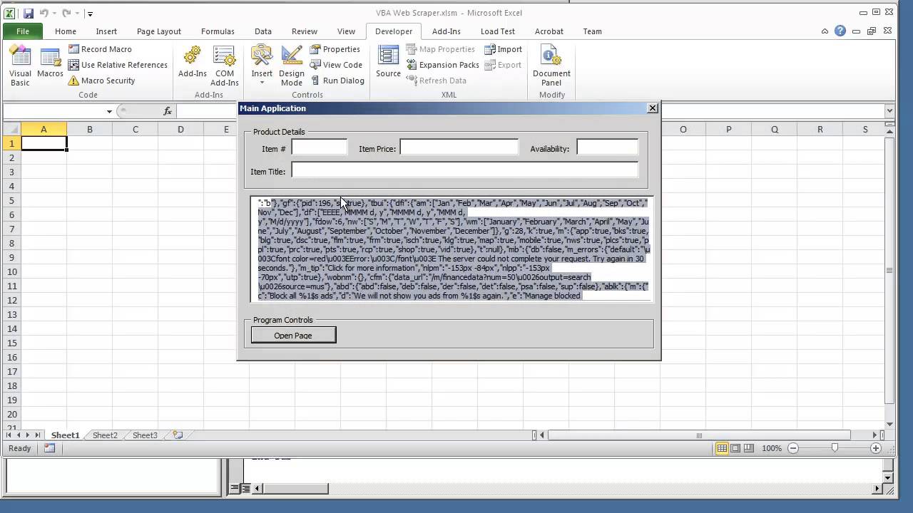 Web Scraper VBA Application1.13-How to view Plain Text from Web Page Site