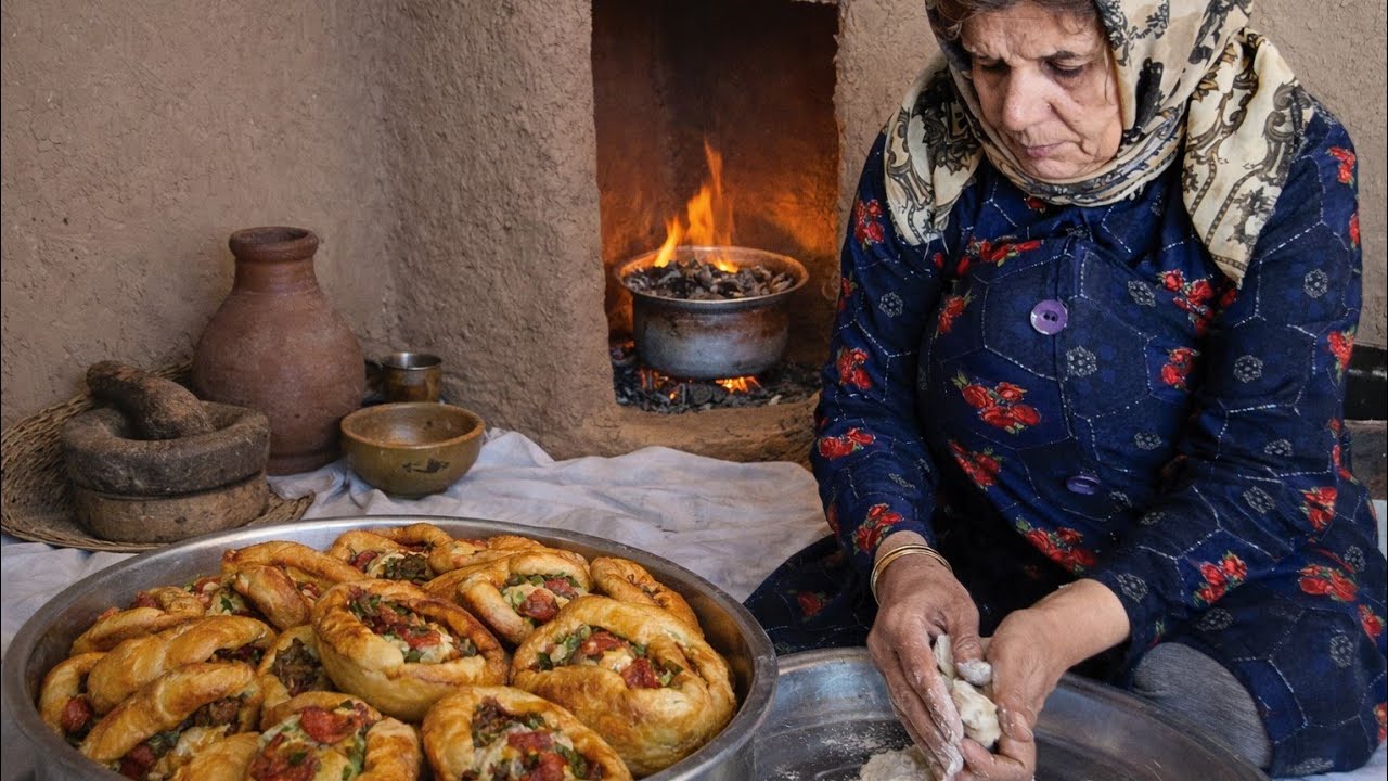Traditional Village Life | Wood-Fired Oven Pizza Piroshki Cooking