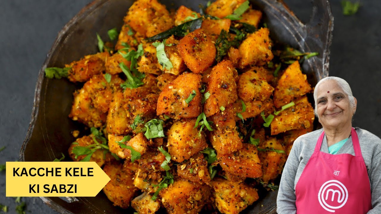 Traditional Kacche Kele Ki sabji recipe by Gujju Ben I Made by using her favorite Nandini Masala