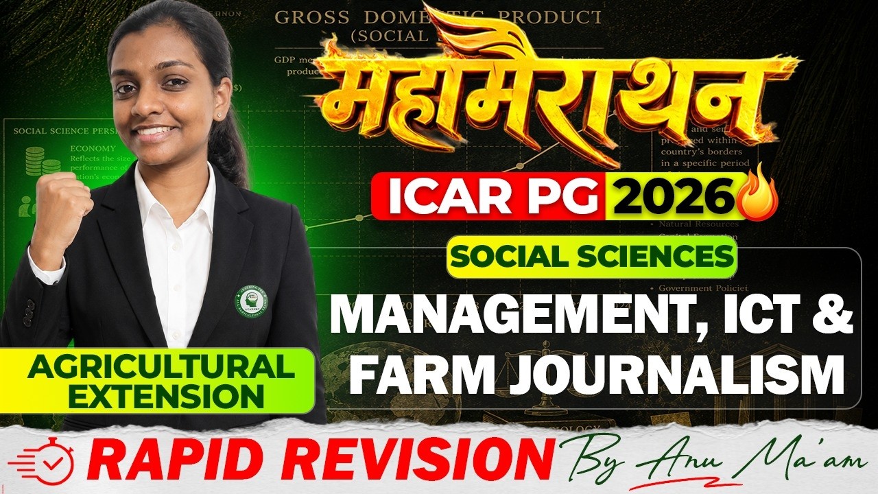 ICAR PG 2026 Social Sciences Marathon | Management, ICT& Farm Journalism, Revision By Anu Ma'am