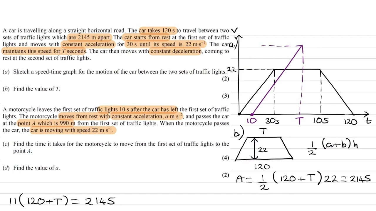 Вопросы экзамена по постоянному ускорению — математика уровня A — Edexcel Mechanics, 1-й год — Q8...