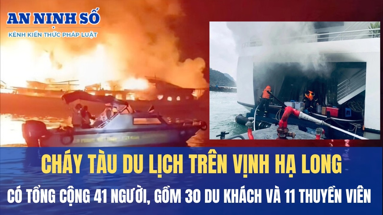 Cháy tàu du lịch chở 41 người trên Vịnh Hạ Long
