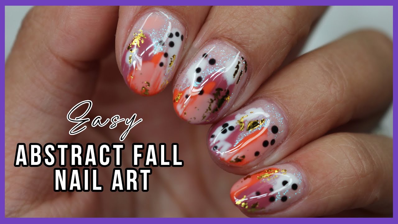 Abstract Fall Warm Tone Nail Art | Short Nails