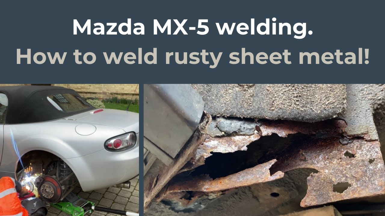 Failed MOT - Mazda MX-5 welding rear sills. Tutorial on how to weld rusty sheet metal. Rain, donuts.
