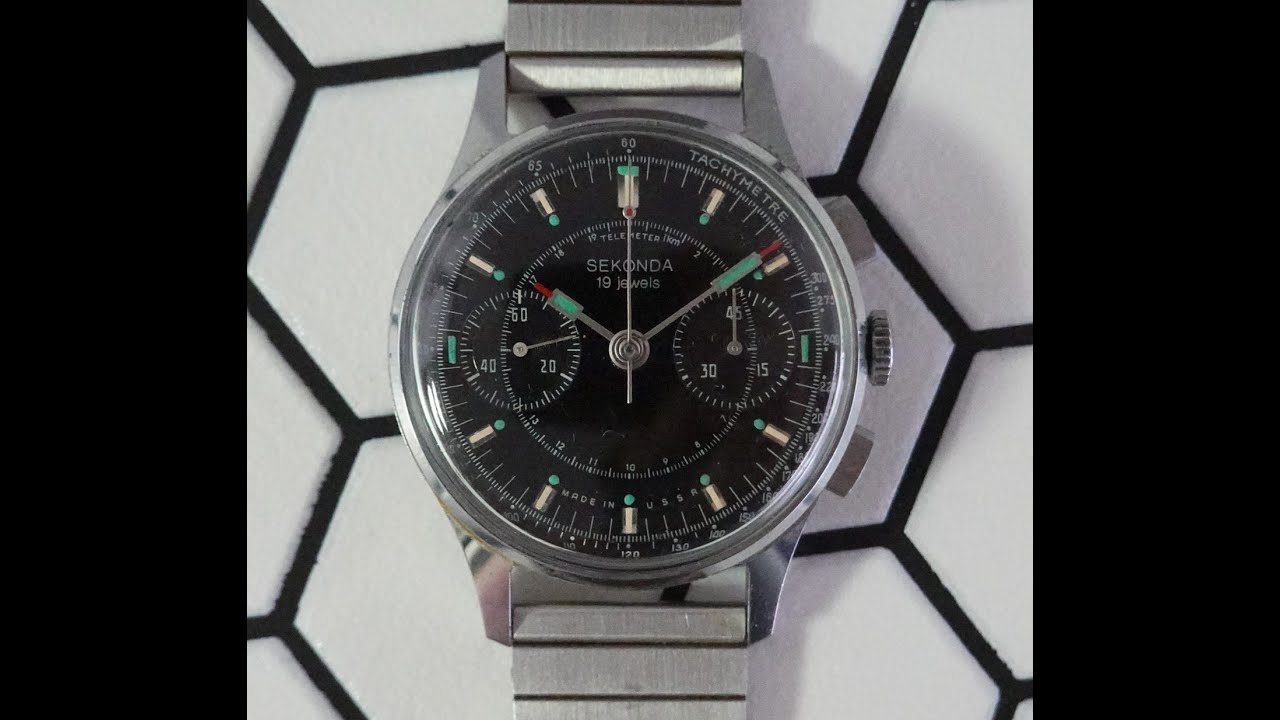 c1976 Sekonda Strela men's vintage chronograph watch, with column wheel manual wind movement