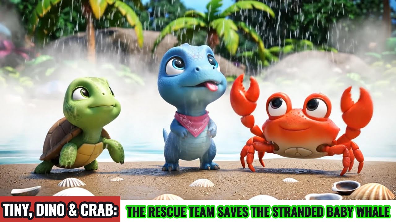 🐢🦕Tiny, Dino & Crab🦀: The Rescue Team Saves the Stranded Baby Whale