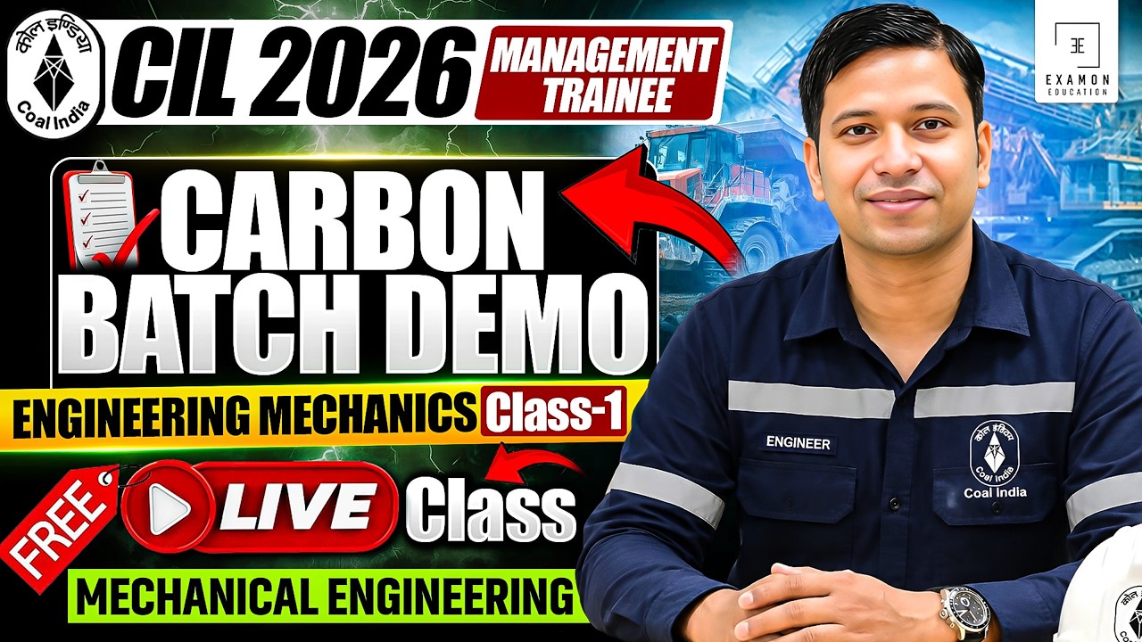 Coal India MT 2026 Engineering Mechanics | Carbon Batch Class | Examon Education #coalindia2026