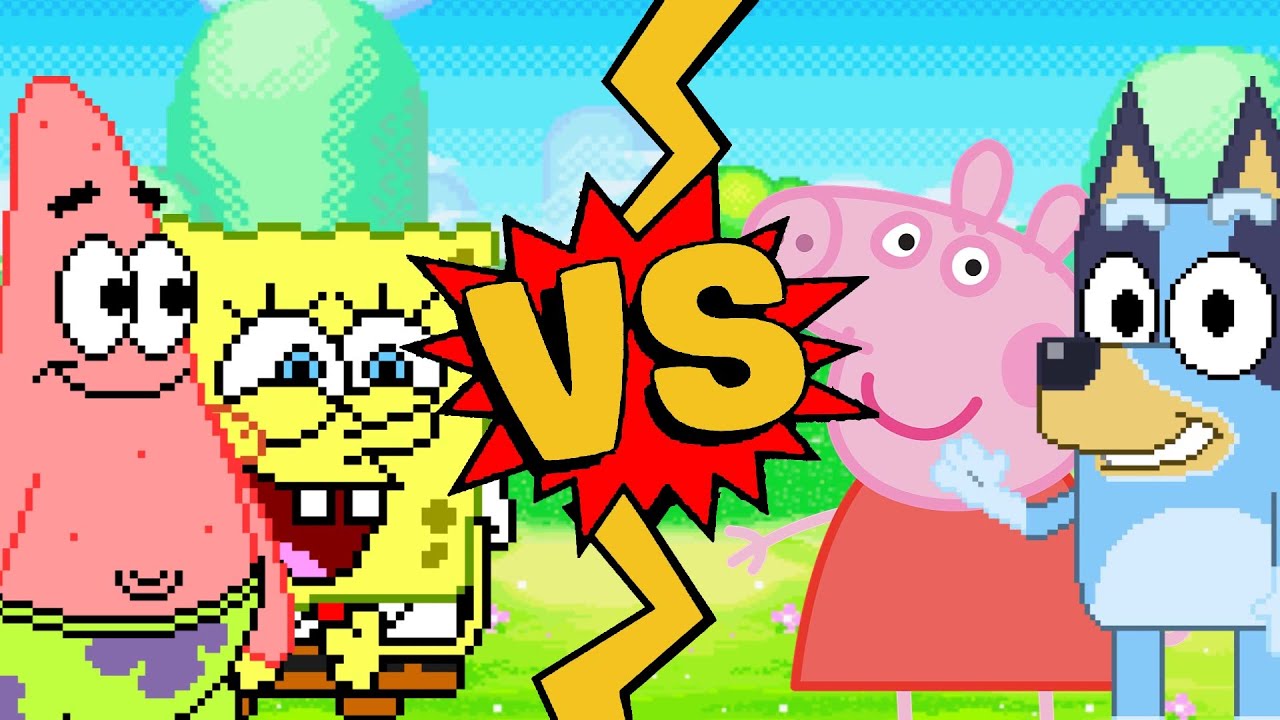 M.U.G.E.N Battles | SpongeBob/Patrick Star vs Peppa Pig/Bluey