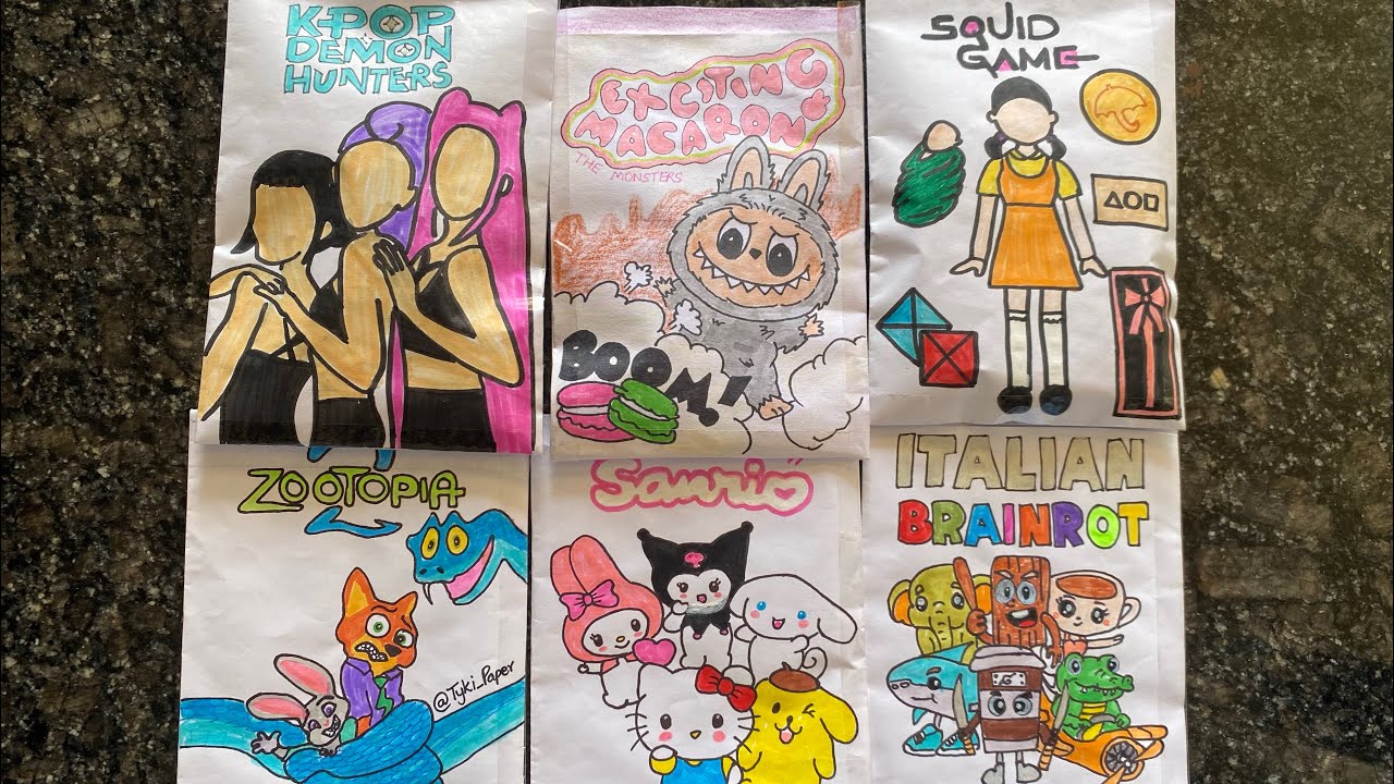 Labubu, Squid Game, Sanrio, Zootopia, K-Pop Demon Hunters, Italian Brainrot | Paper ASMR