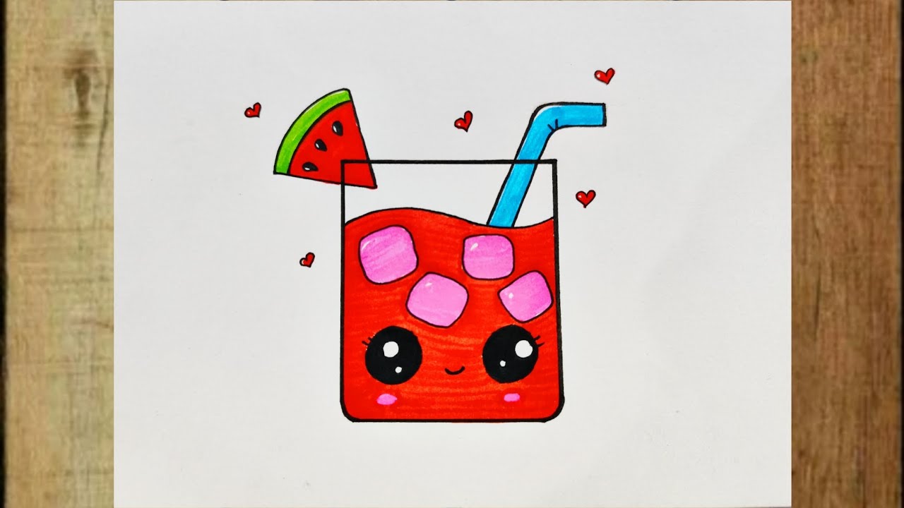 How to Draw a Cute Kawaii Juice Glass | Easy Step-by-Step Drawing for Kids | 