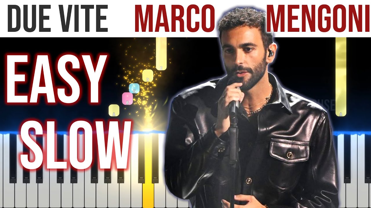 Due Vite - Marco Mengoni - SANREMO 2023 - EASY SLOW Piano Tutorial with Melody + Chords + Bass🎹4K🤙