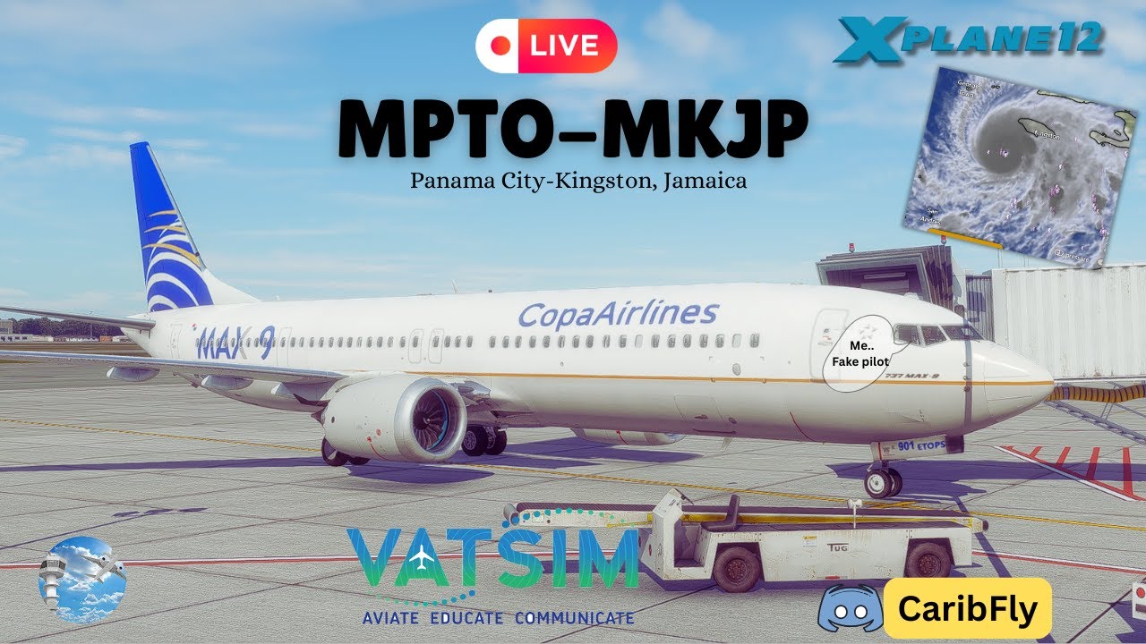 XPlane 12.3.0B6  Flying the Boeing 737MAX 9 to see what Hurricane Melissa Looks like  #verticallive