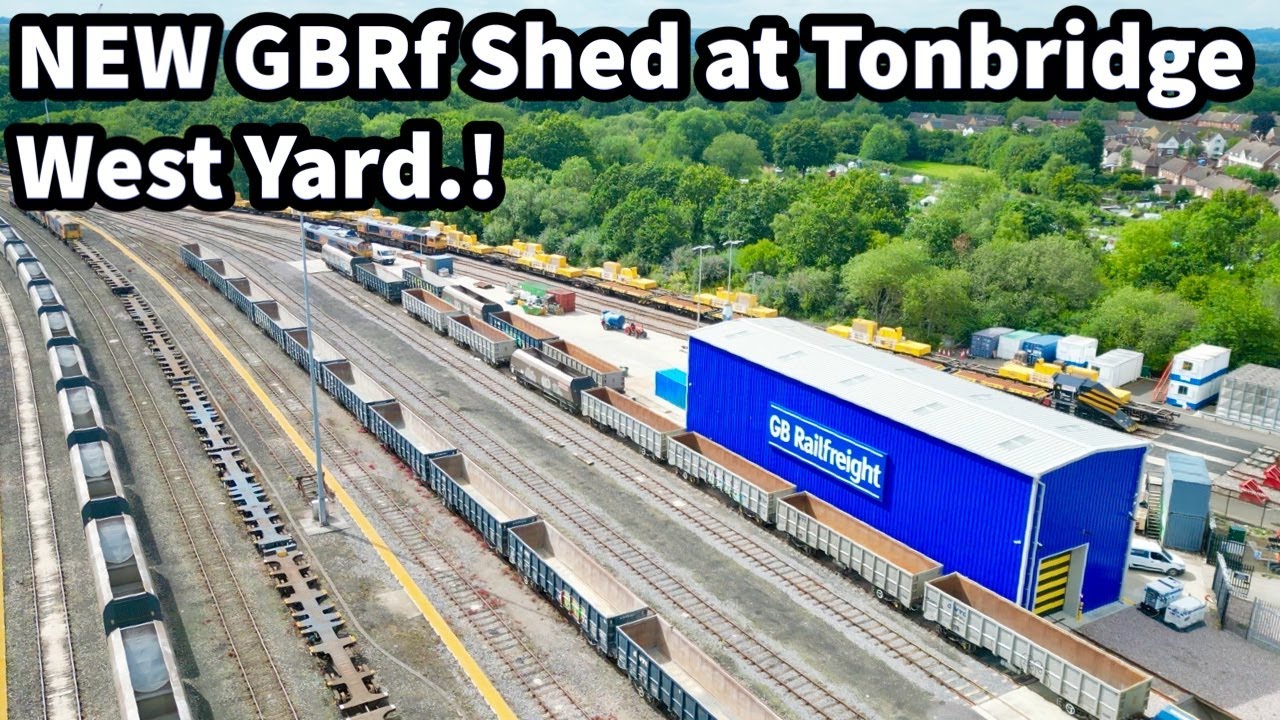 NEW GBRf Maintenance SHED at Tonbridge West plus 360° AERIAL VIEWS of the LOCOS in the YARD..!