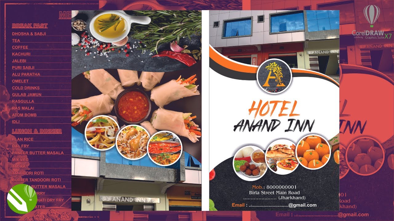 Hotel Menu Card Design In CorelDraw | Food menu card design step by step in coreldraw #Hotelmenucard