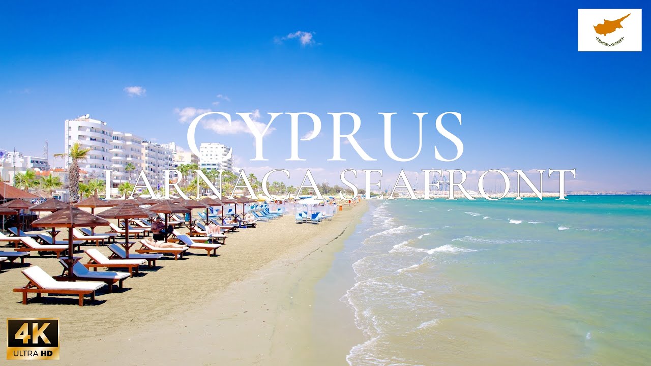 Larnaca Walking Tour | Coastal Seafront Walk | 4K | No Narration