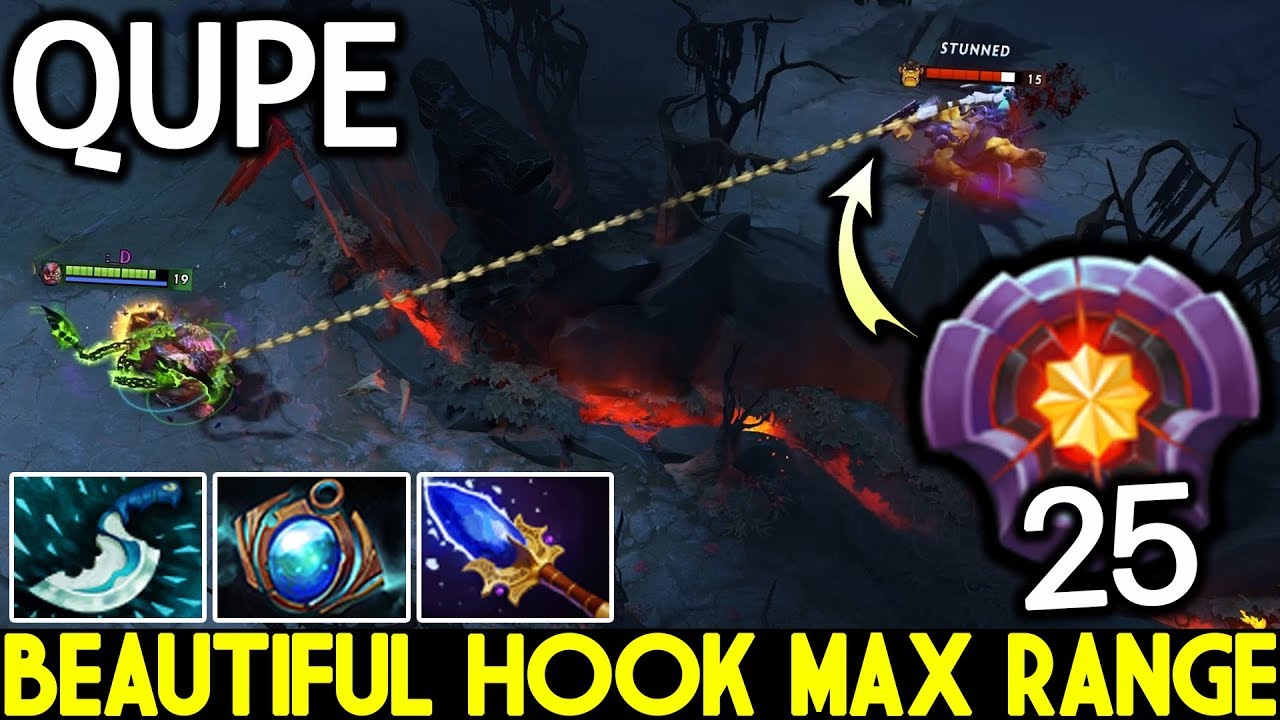 QUPE [Pudge] Beautiful Hook Max Range Master Tier Gameplay 7.22 Dota 2