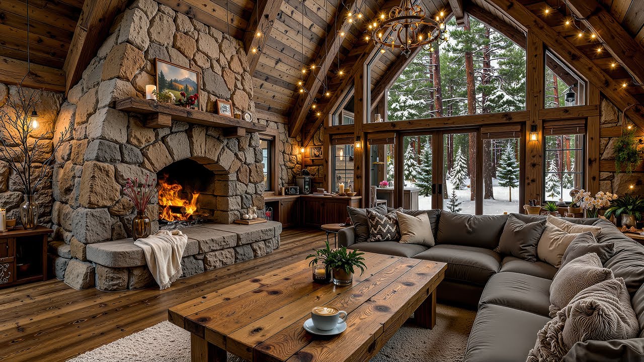 A Cozy Cabin Hidden in the Snow ❄️ Fireplace Jazz for Quiet Work & Gentle Reflection