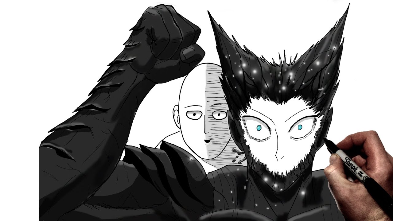 Как нарисовать Сайтаму против Гароу (Сайтама) | Пошаговое руководство | One Punch Man