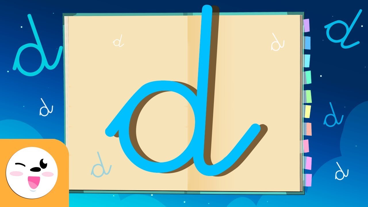 Letra D con caligraf&iacute;a enlazada - El abecedario para ni&ntilde;os