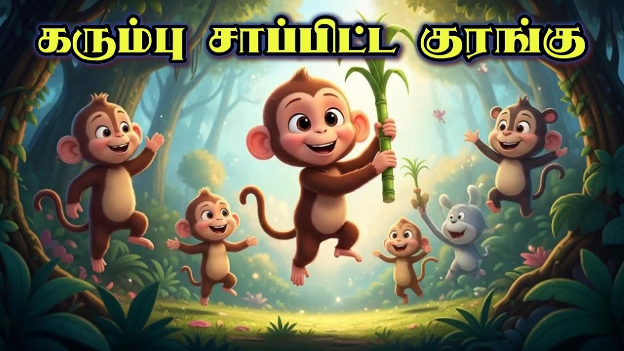கரும்பு சாப்பிட்ட குரங்கு 🐵🌾 | Sugarcane Monkey Song | Tamil Kids Rhymes | Fun Jungle Dance Song
