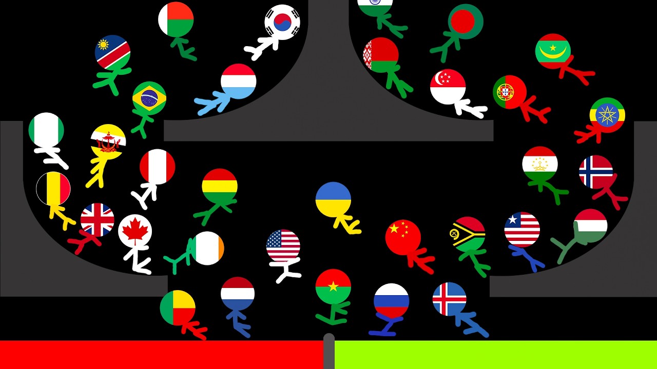 41 Countries Marble Race Steakman Tournament In Algodoo — Who Will Win?