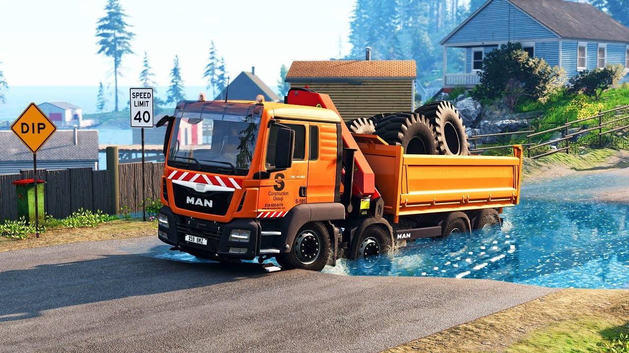 TRUCKS VS WATER PIT | BeamNG Drive#2