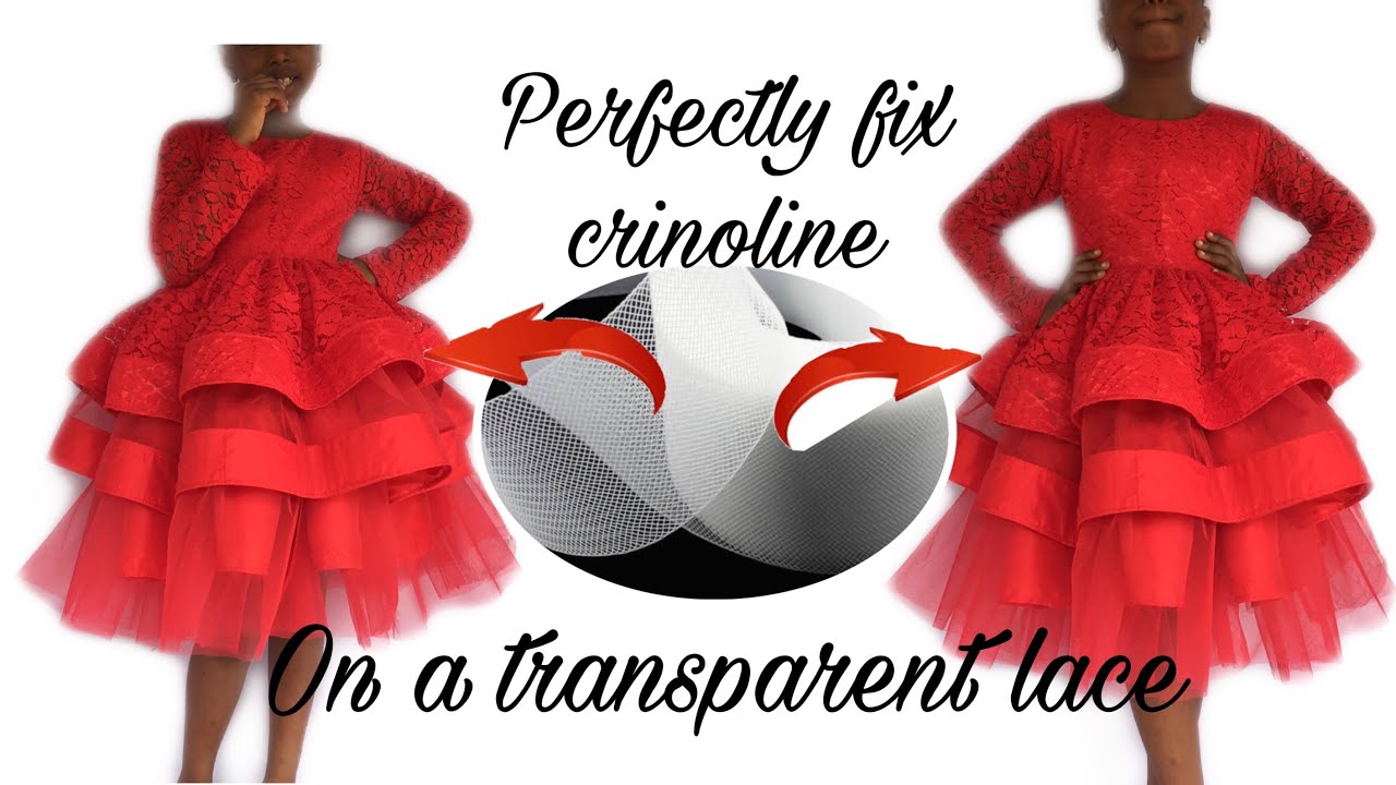 How to fix Crinoline on a transparent lace net perfectly