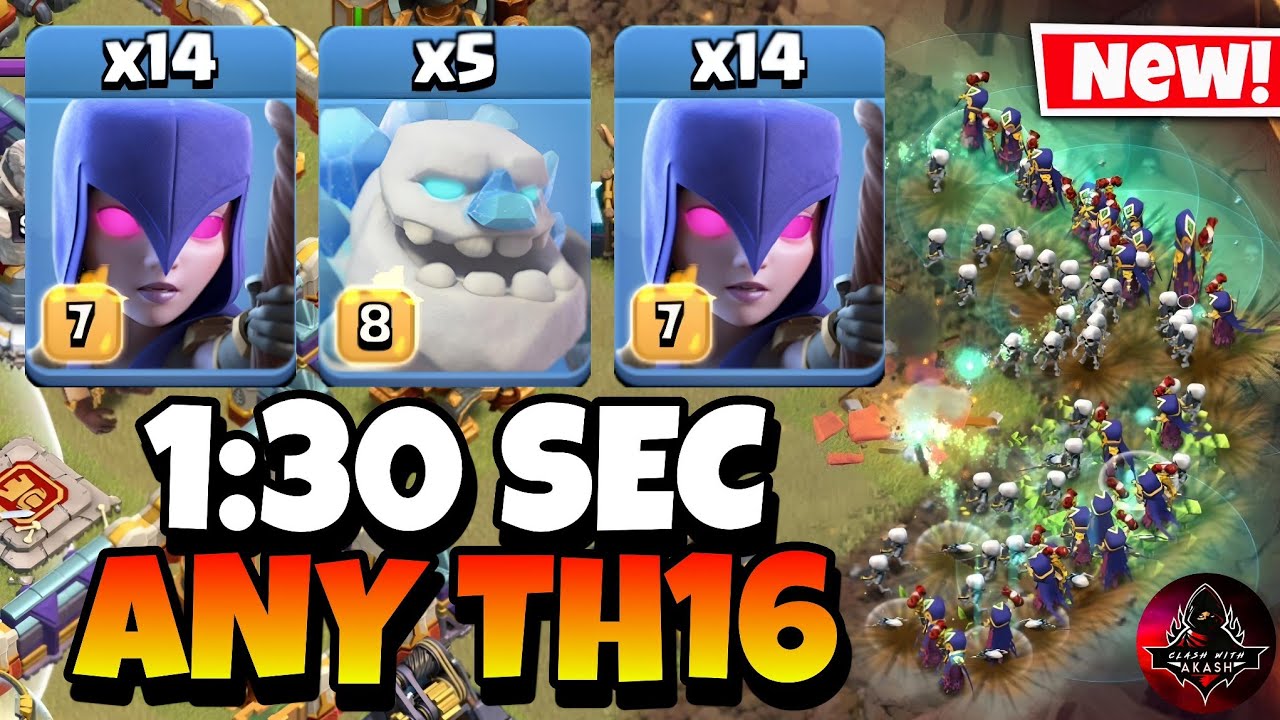 Effortless 3 Stars! TH16 Zap Quake Witch is the Easiest TH16 Attack Strategy in Clash of Clans🔥