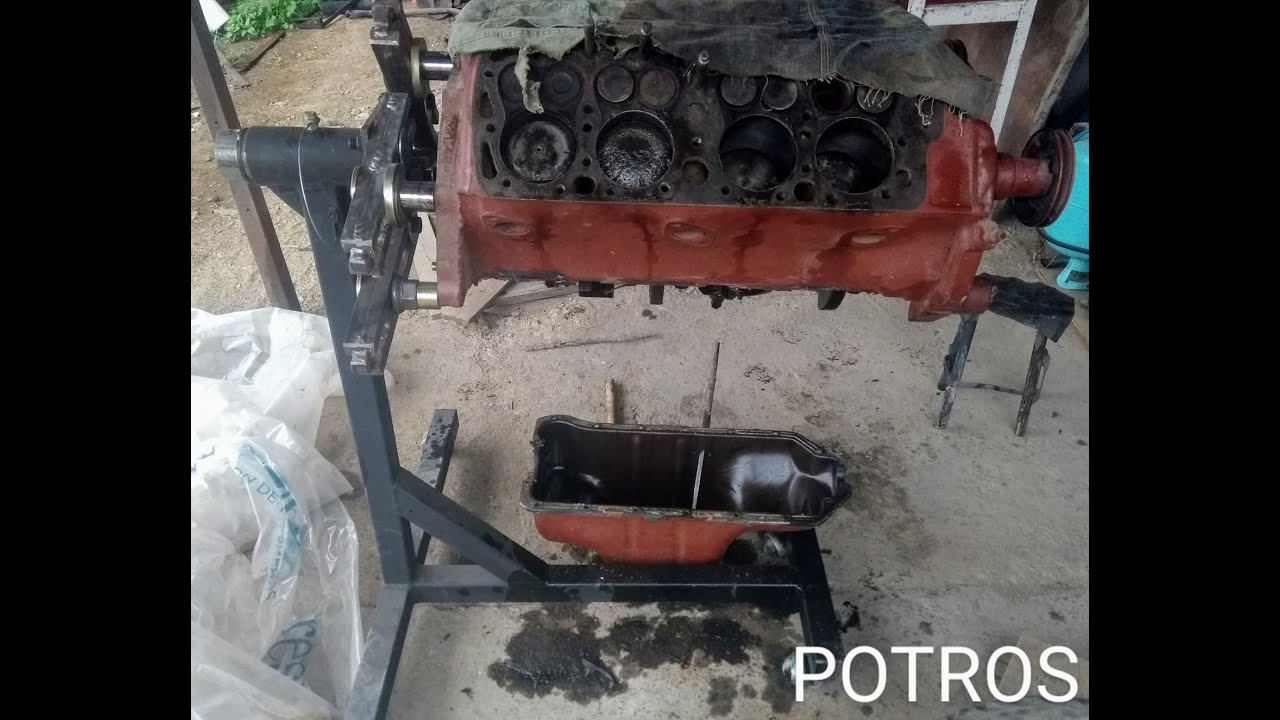 banco o soporte para desarmar motores hecho en casa