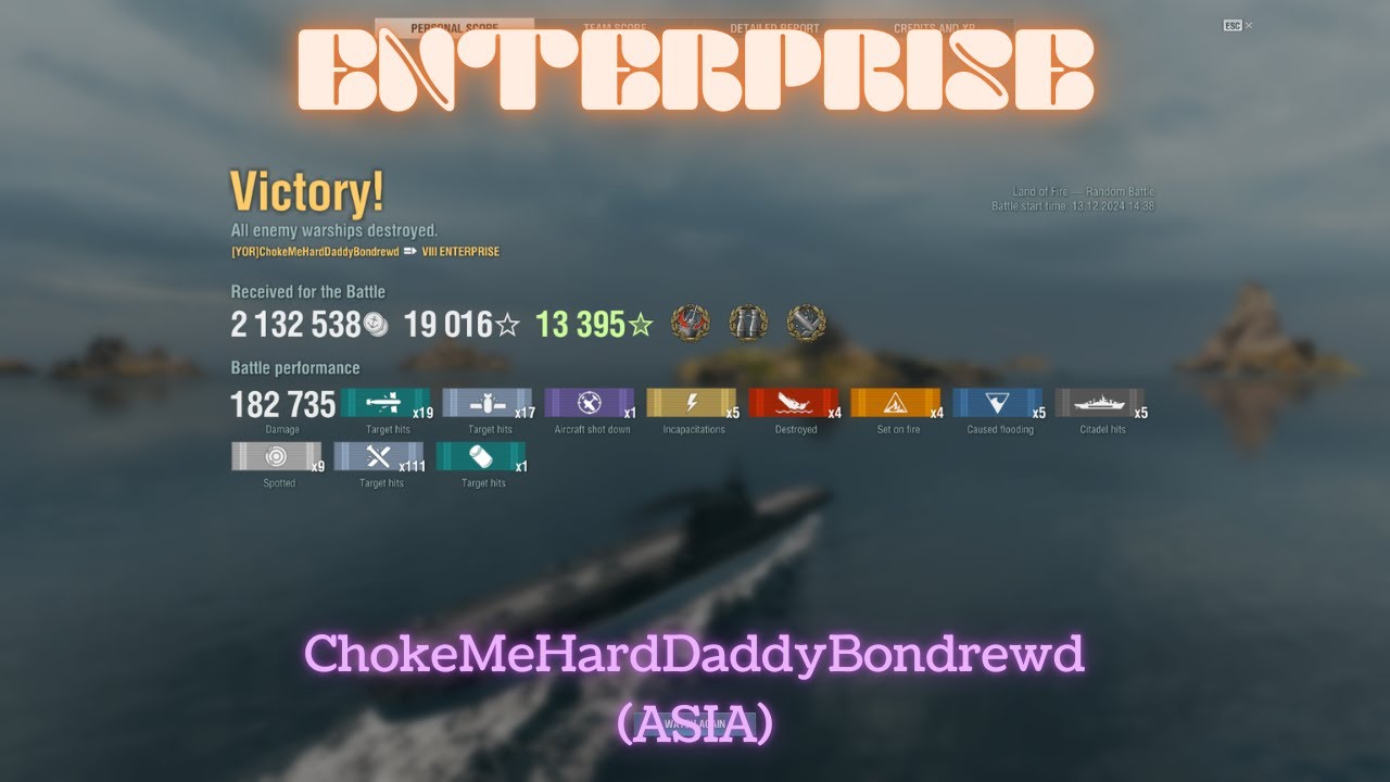 {Replay | 13.11}Tier 8 CV USS Enterprise by ChokeMeHardDaddyBondrewd(ASIA) - 182k damage & 4 kills