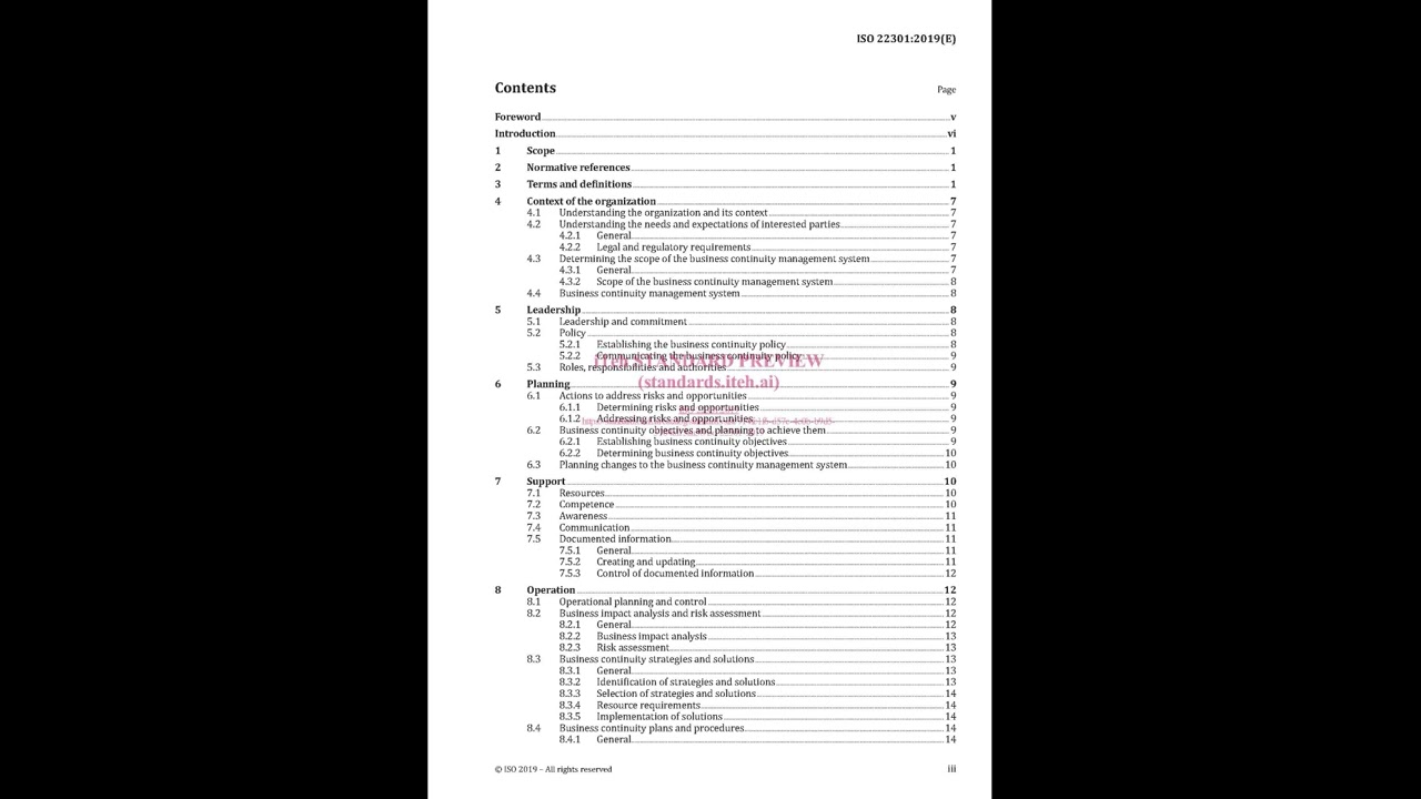ISO 22301 2019 Clauses 1-4