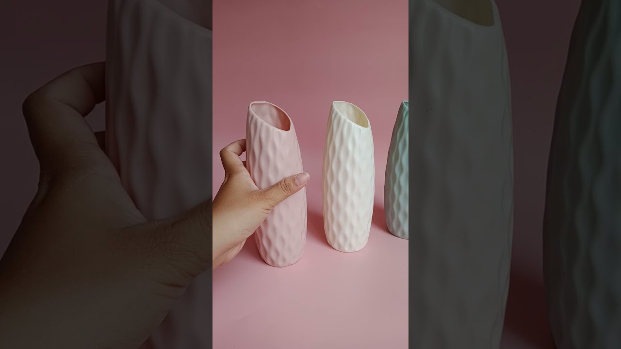 Plastic Wave Texture Flower Vas Pot Tanaman Bunga Hias Decorasi Rumah