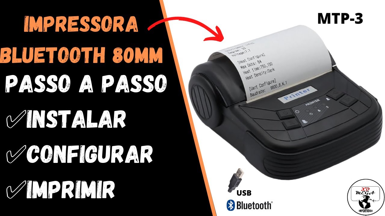 Como instalar impressora bluetooth 80mm MTP-3 │Detalhes da impressora │ Passo a passo