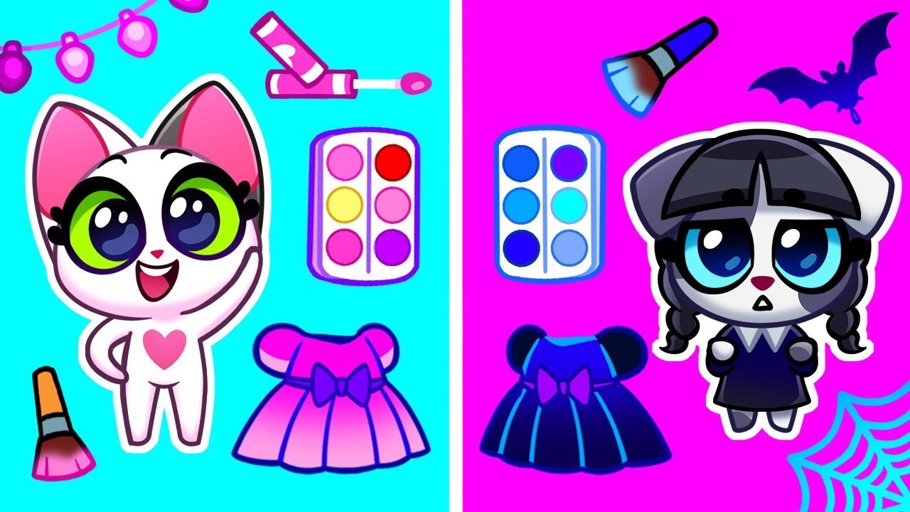 Pink VS Black Wednesday Secret Room | Magic Doll Adventure | My Doll Comes to Life
