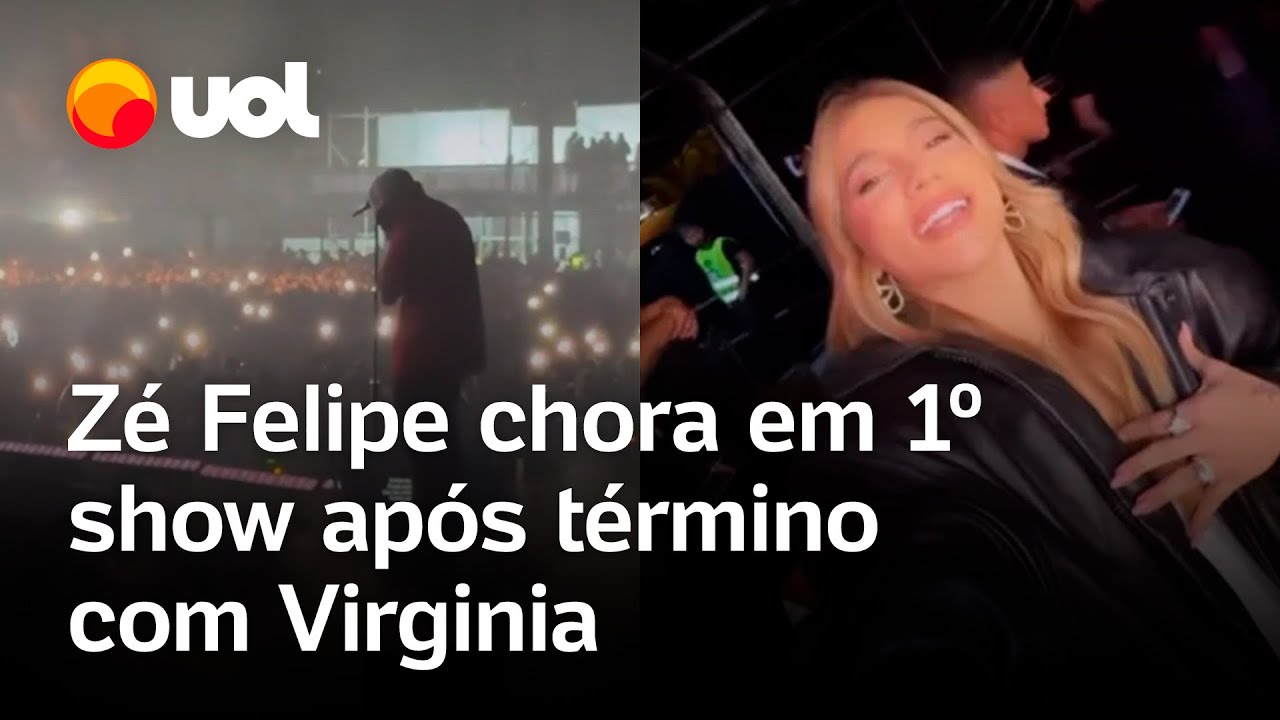 Virginia e Zé Felipe: cantor se emociona e chora em primeiro show após anúncio de separação; vídeo