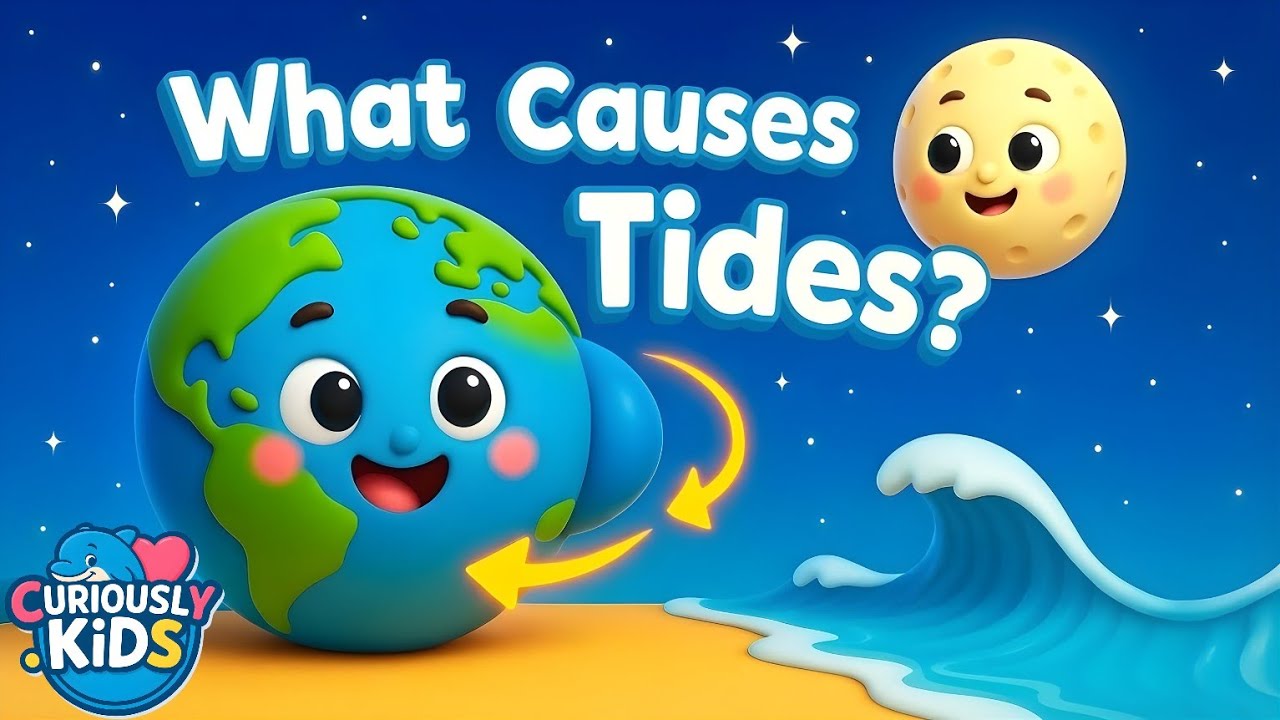 What Causes Tides? 🌊🌕 | Moon, Sun & Ocean Science for Kids | Curiously Kids